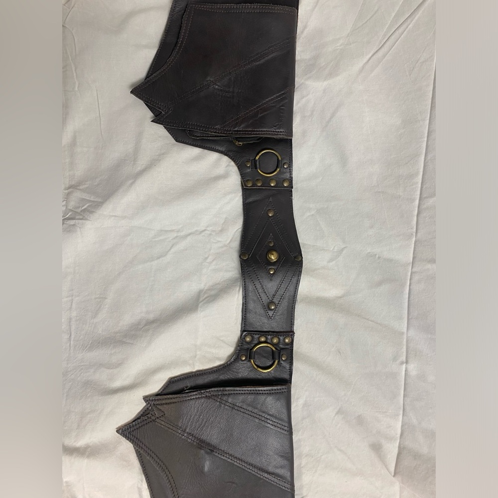 Dark brown festival belt leather rave